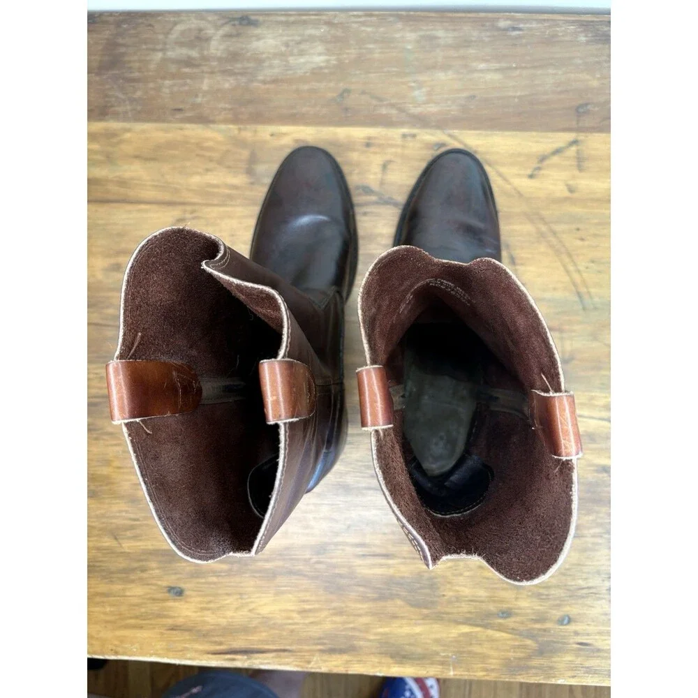 Vintage Double H Leather Western Roper Boots Brown Mens 9D Cowboy Work Western